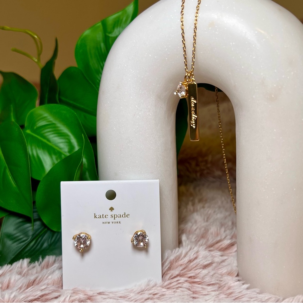NWOT KATE SPADE SET - DAZZLING CHARM NECKLACE & STUD EARRINGS - GOLD